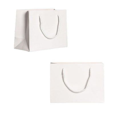 100 X White Cardboard Gift Bags With Handle Gifts/Favours/Birthday/Party