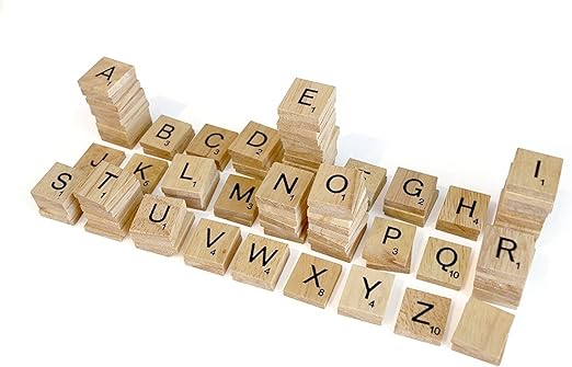 100Pcs Wooden Alphabet Letters Scrabble Tiles Set / Diy Letter Crafts For Children Kids Student