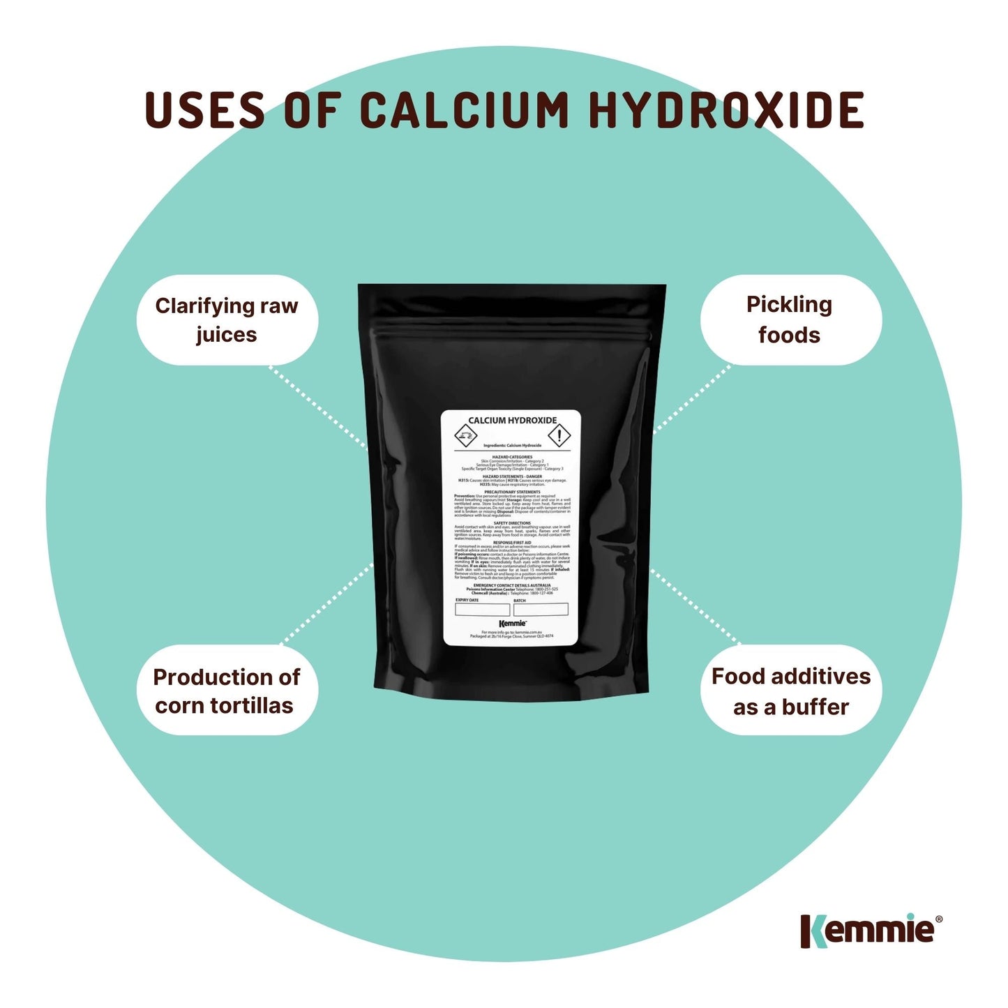 100g Food Grade Calcium Hydroxide Powder - FCC Hydrated Slaked Pickling Lime