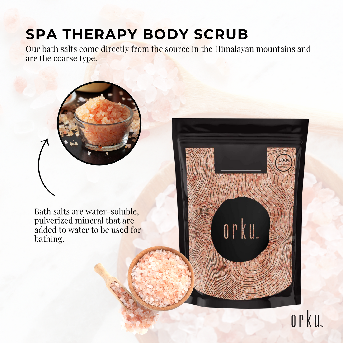 100g Pink Himalayan Bath Salts - Natural Crystal Rocks - Spa Therapy Body Scrub