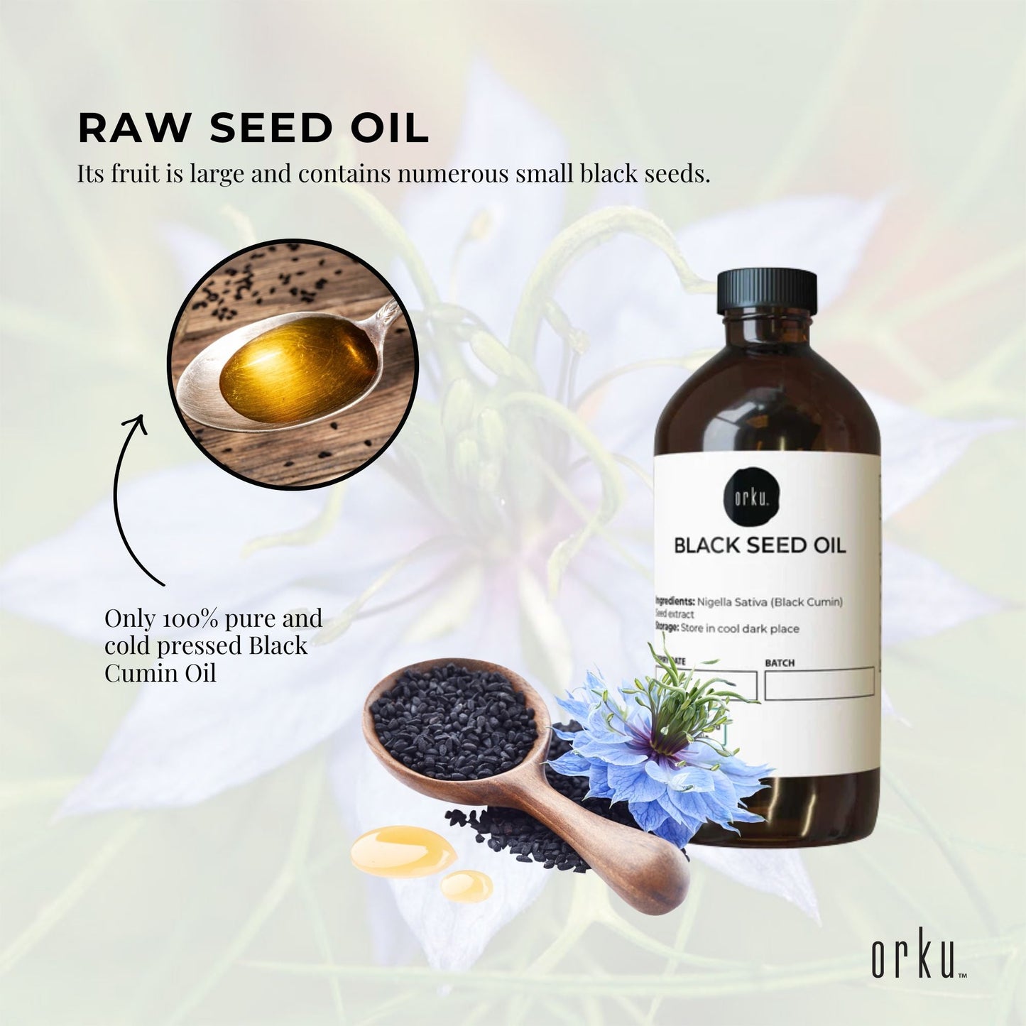 100ml Pure Black Seed Oil - 100% Ethiopian Nigella Sativa Cumin Cold Pressed