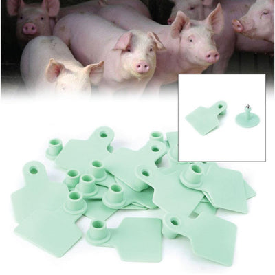 100x Cattle Ear Tags 6x7cm Set - Medium Green Blank Cow Sheep Livestock Label