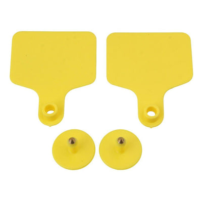 100x Cattle Ear Tags 6x7cm Set - Medium Yellow Blank Cow Sheep Livestock Label
