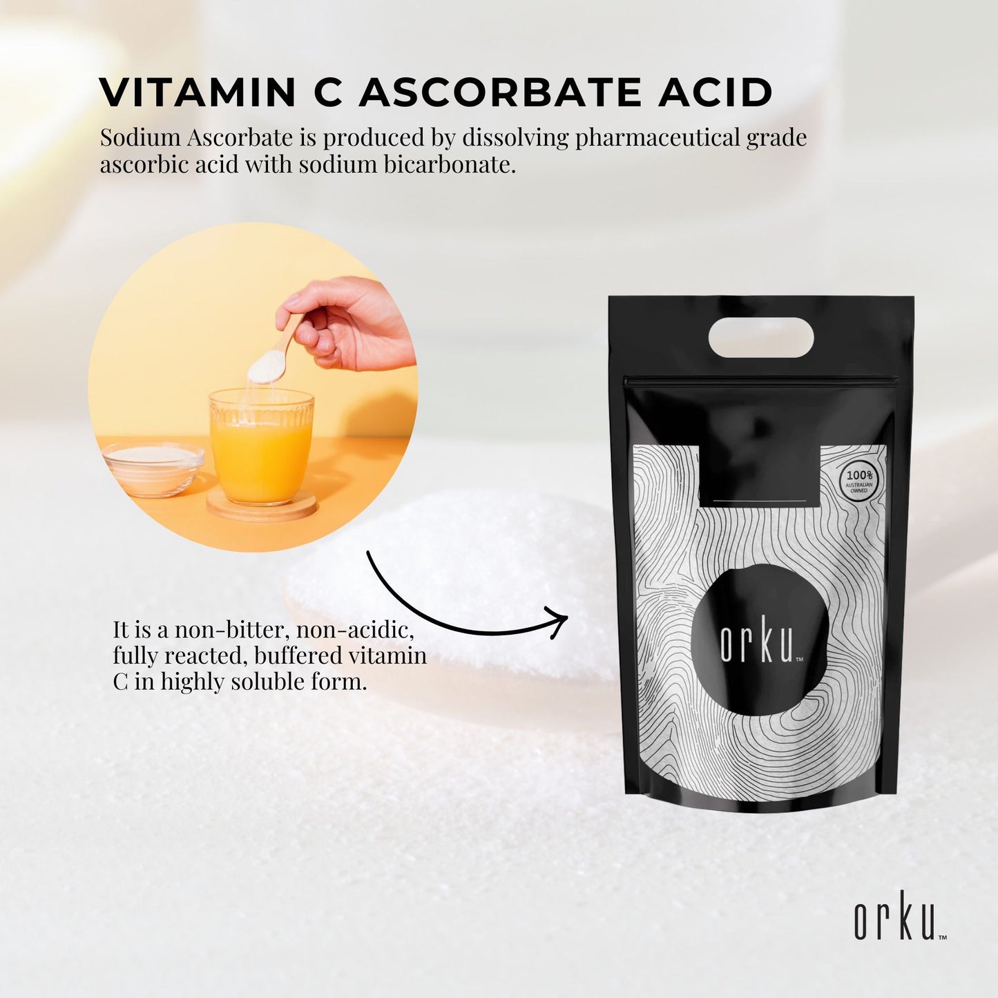10Kg Sodium Ascorbate Powder - Vitamin C Buffered Pharmaceutical Ascorbic Acid