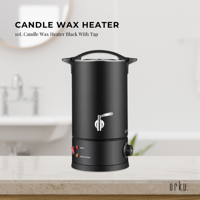 10L Candle Wax Heater Black With Tap - Soy Wax Melter Candle Making Pot