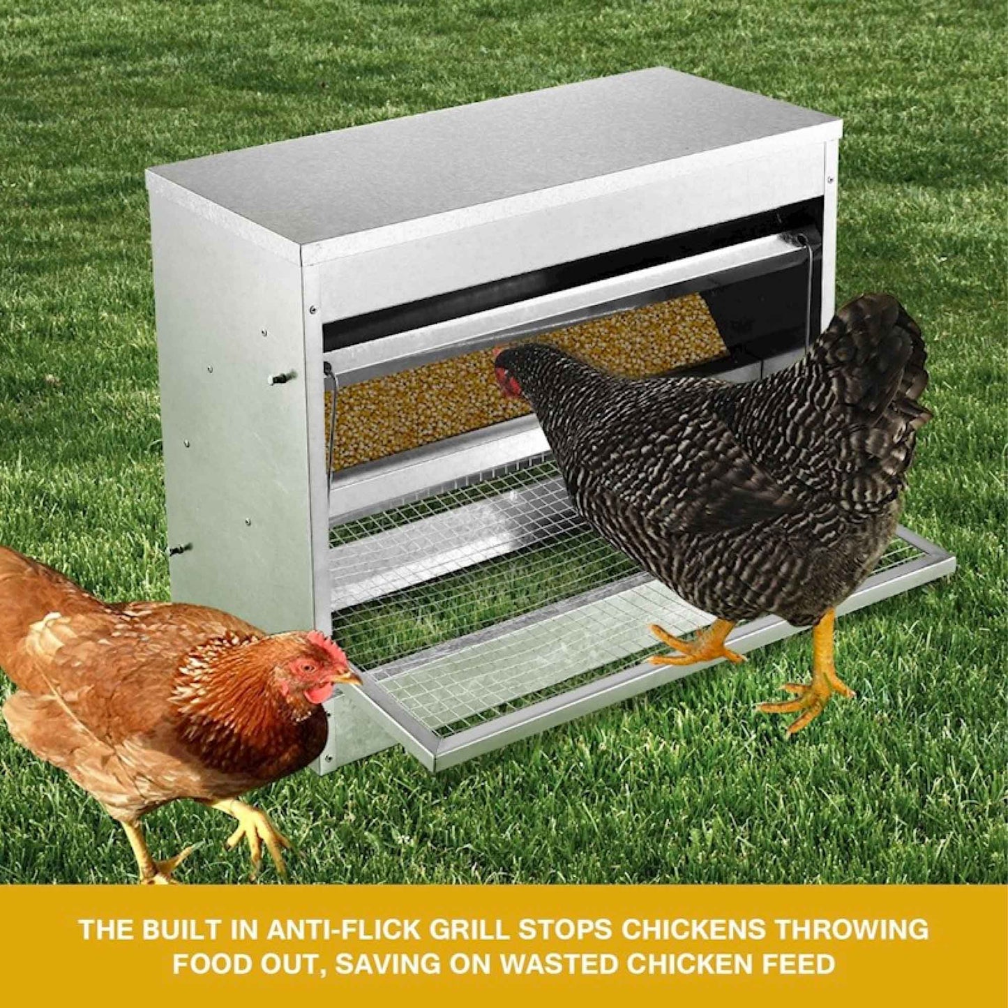 10kg Automatic Chook Chicken Feeder Poultry Auto Treadle Galvanised Metal Coop
