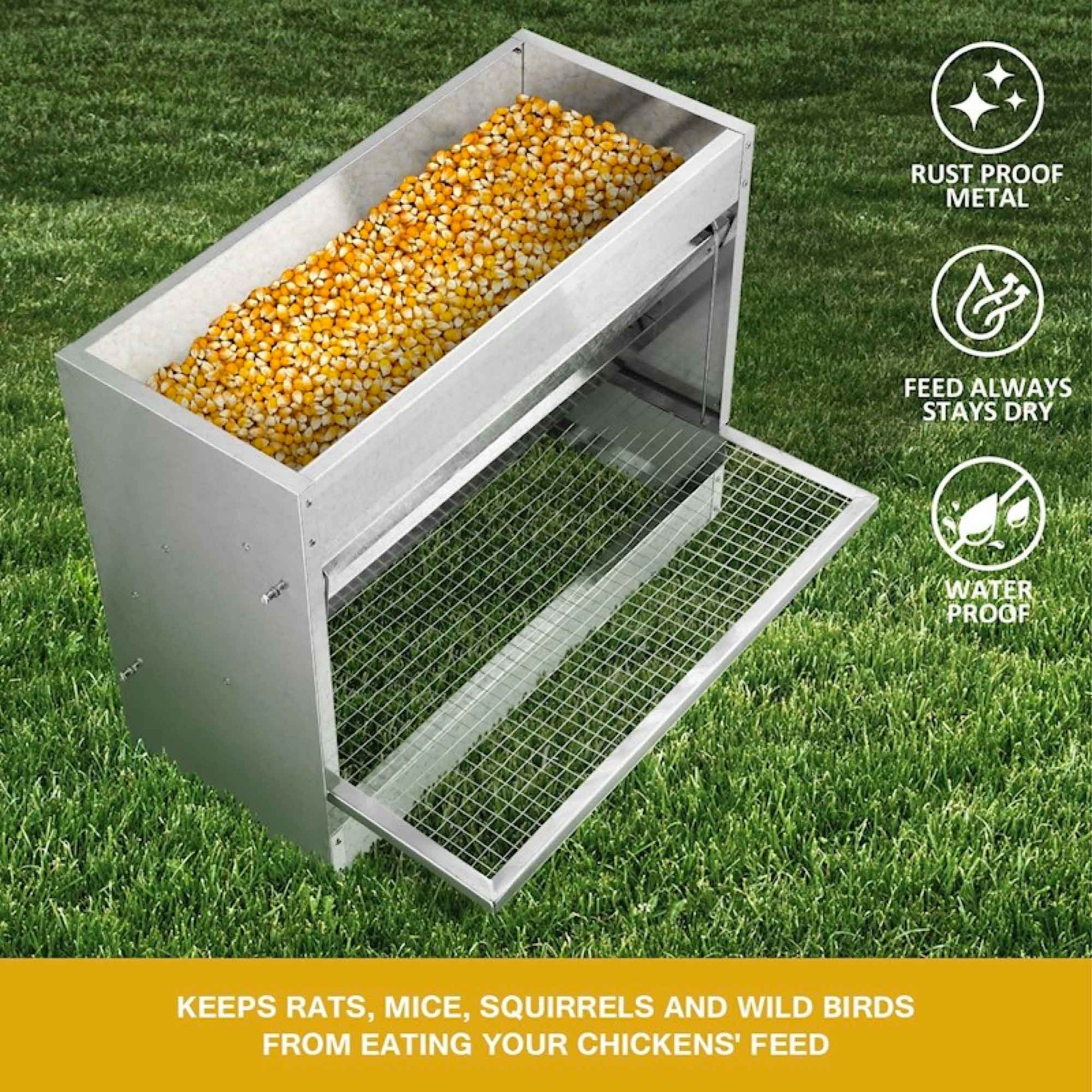 10kg Automatic Chook Chicken Feeder Poultry Auto Treadle Galvanised Metal Coop