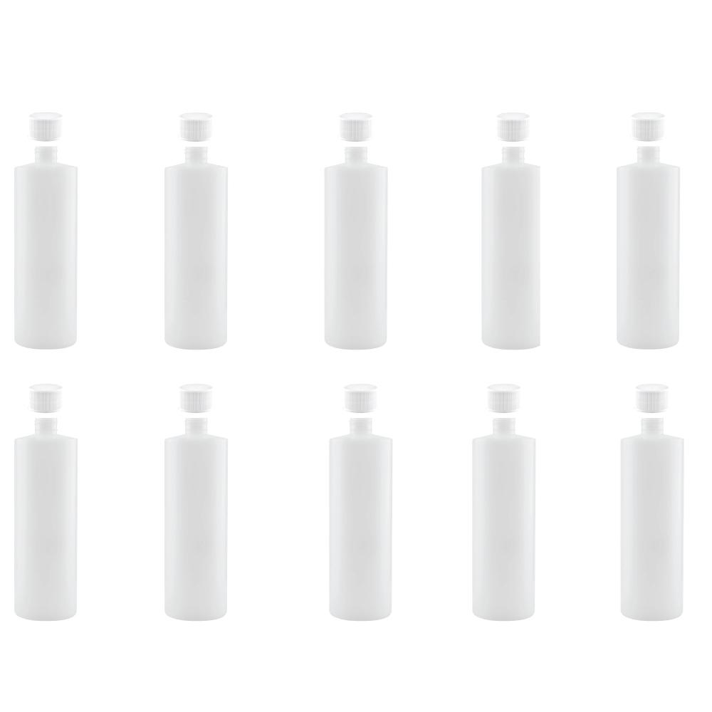 10x 1L Clear HDPE Round Bottle + 28/410 Caps - Empty Plastic Food Storage