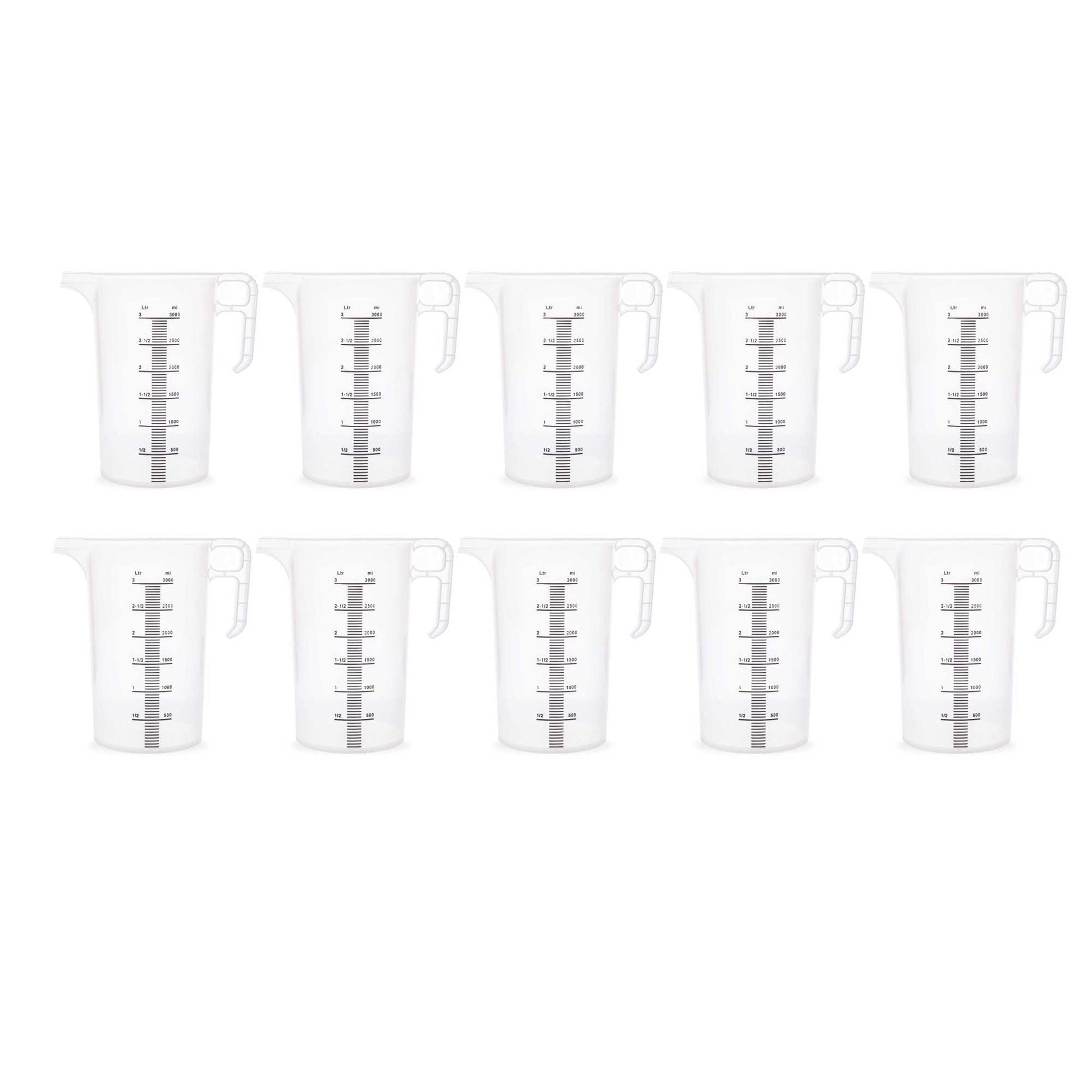 10x 3L Measuring Jug Heavy Duty Clear Plastic Propylene Food Grade BPA 5 Pro-Jug