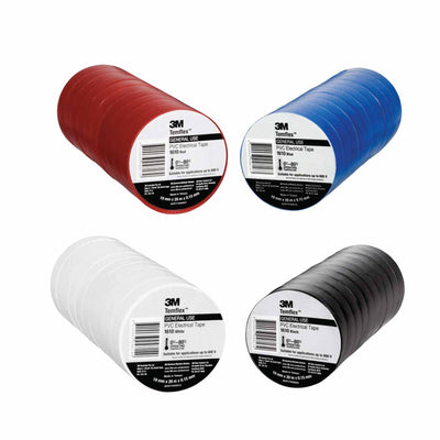 10x 3M PVC Electrical Insulation Tape Temflex 19mmx20m Blue Black White Red