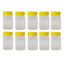 10x 500g Plastic Honey Jars + Lids - Square Clear Food Grade Packaging Containers