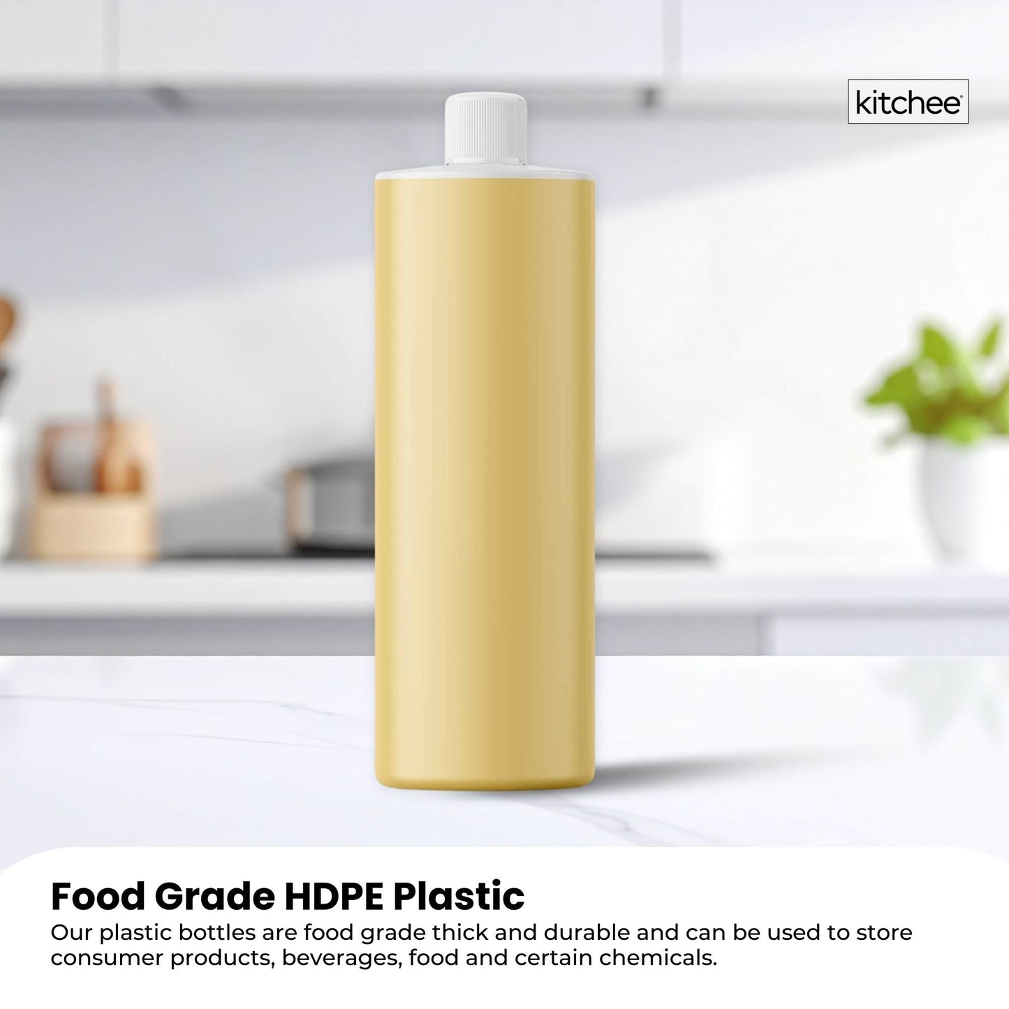 10x 500ml Clear HDPE Round Bottle + 28/410 Caps - Empty Plastic Food Storage