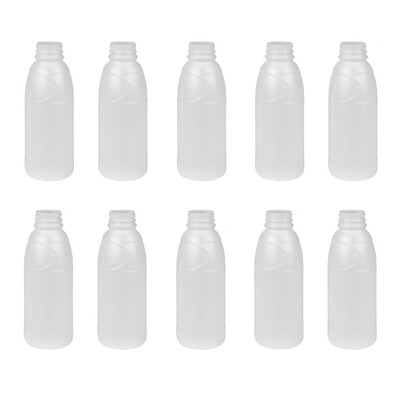 10x 500ml HDPE Juice Bottles + Tamper Evident Caps - Empty Plastic Natural Round