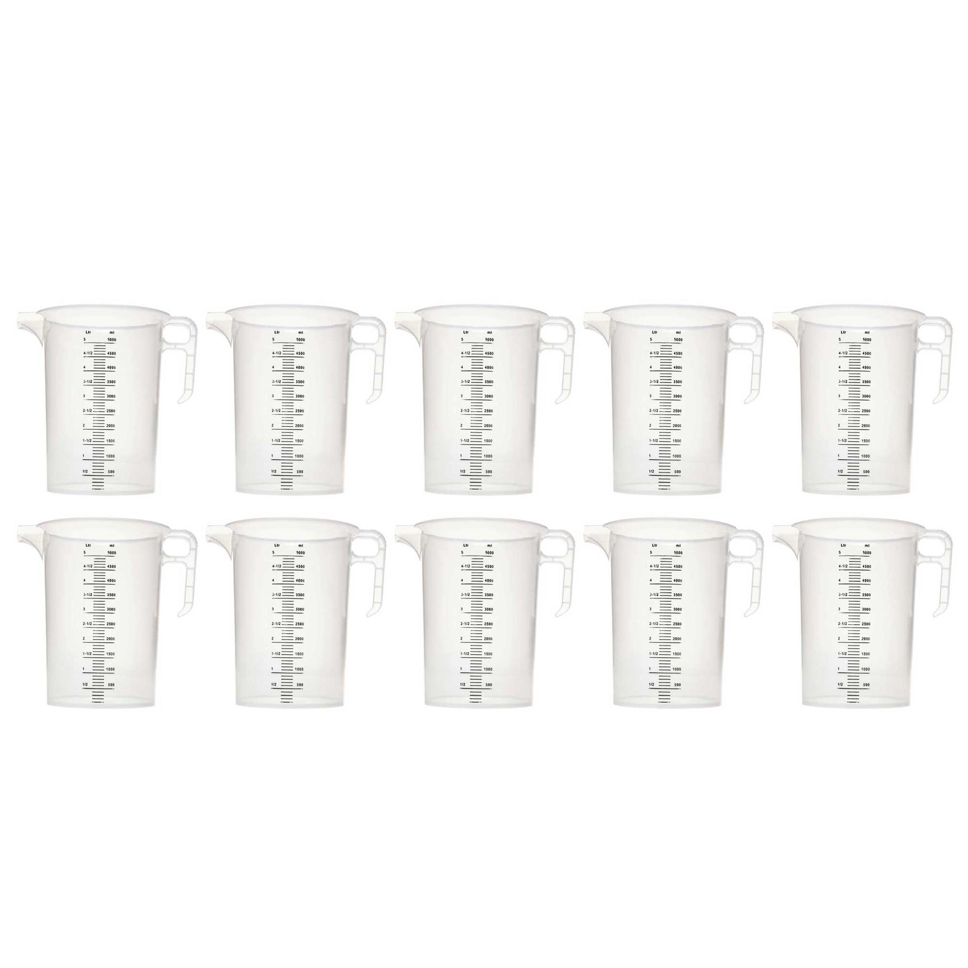 10x 5L Measuring Jug Heavy Duty Clear Plastic Propylene Food Grade BPA 5 Pro-Jug