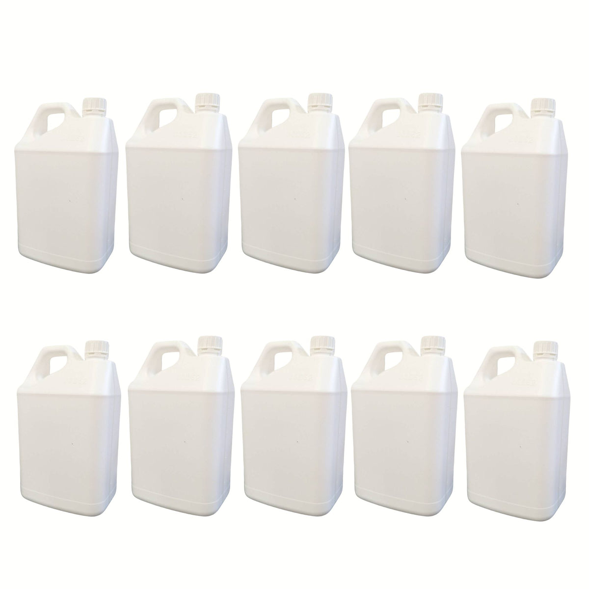10x 5L White HDPE Jerry Can + 38mm Tamper Evident Cap - Dangerous Goods
