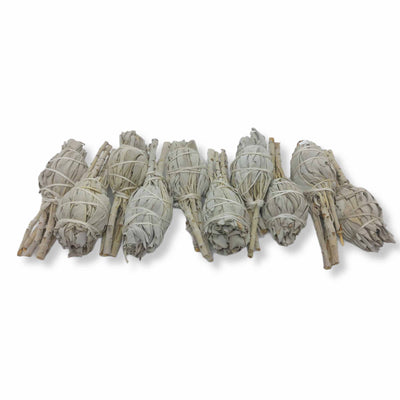 10x Californian White Sage Smudge Sticks - Mini 10-12cm Incense Cleansing Wand