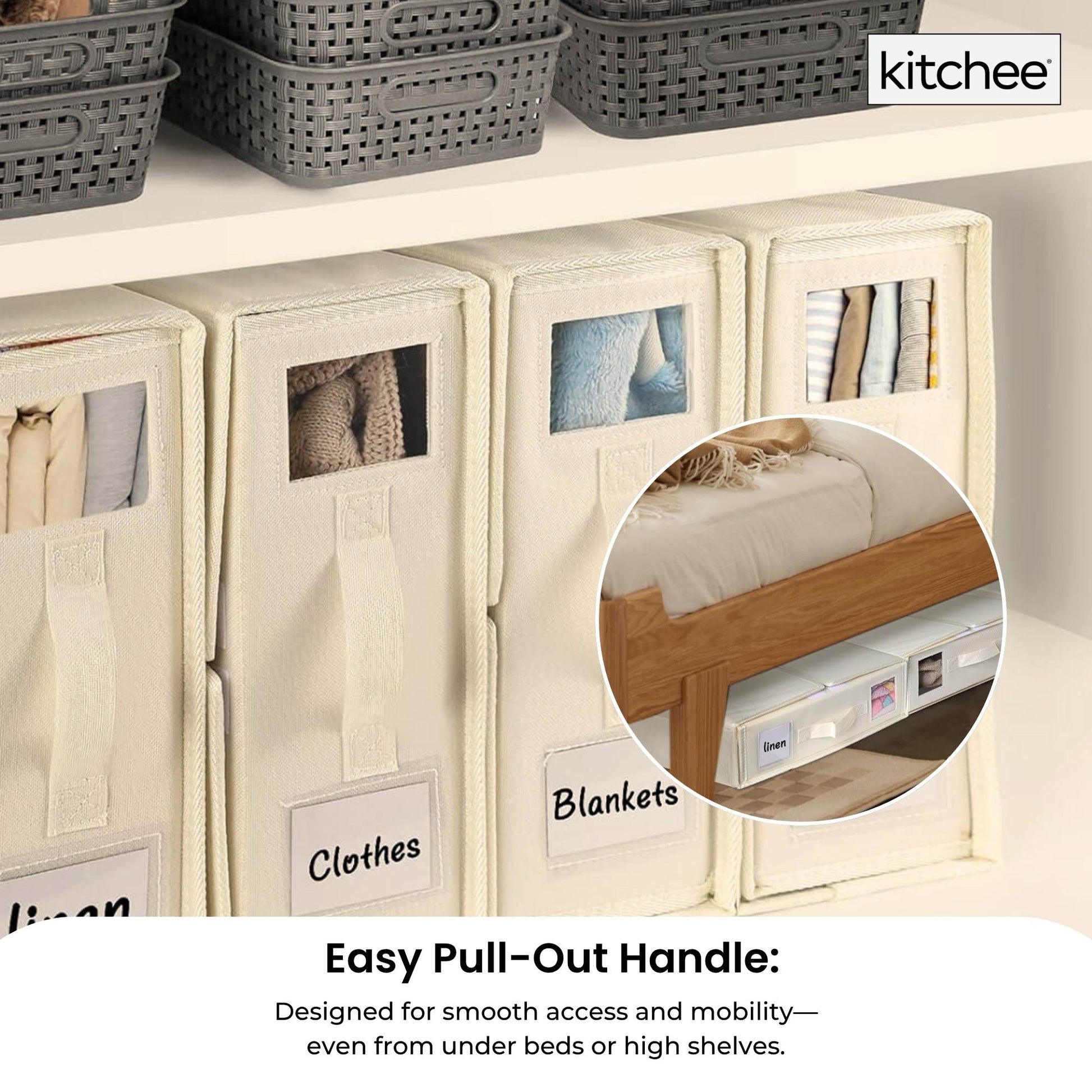 10x Kitchee Foldable Bed Sheet Storage Box - Linen and Closet Organiser Beige