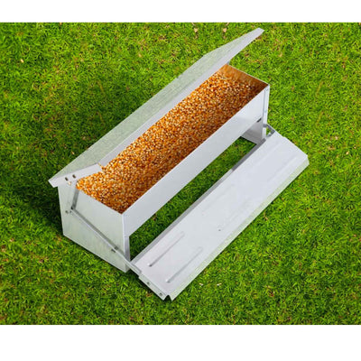 11L Automatic Chook Chicken Feeder Poultry Auto Treadle Aluminium Metal Feeders
