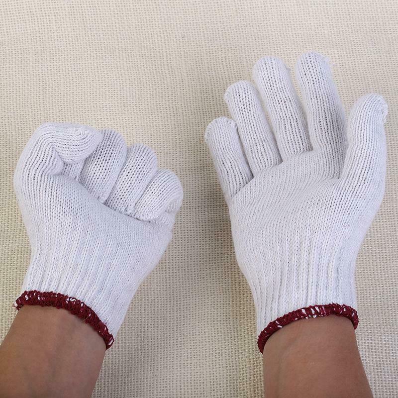 12 Pairs / 24 Pcs White Maroon Yarn Gloves Multi Purpose Non Slip Durable Garden
