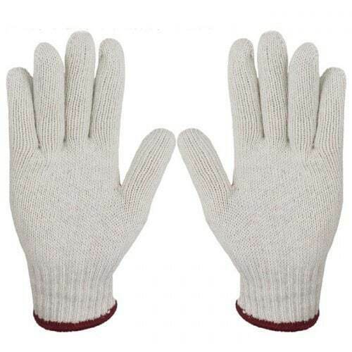 12 Pairs / 24 Pcs White Maroon Yarn Gloves Multi Purpose Non Slip Durable Garden