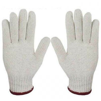 12 Pairs / 24 Pcs White Maroon Yarn Gloves Multi Purpose Non Slip Durable Garden