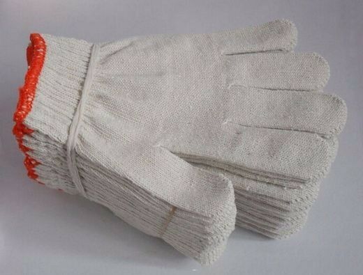 12 Pairs / 24 Pcs White Red Work General Purpose Poly/Cotton Yarn Elastic Gloves