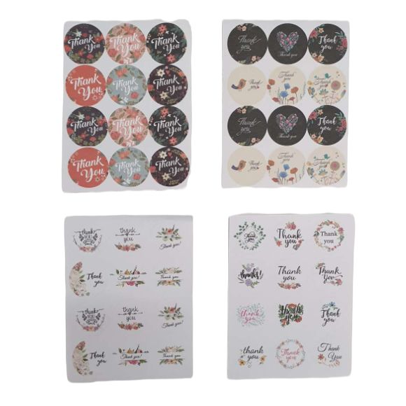 120 Pieces X Thank You Stickers Packaging Round Envelope Gift Labels