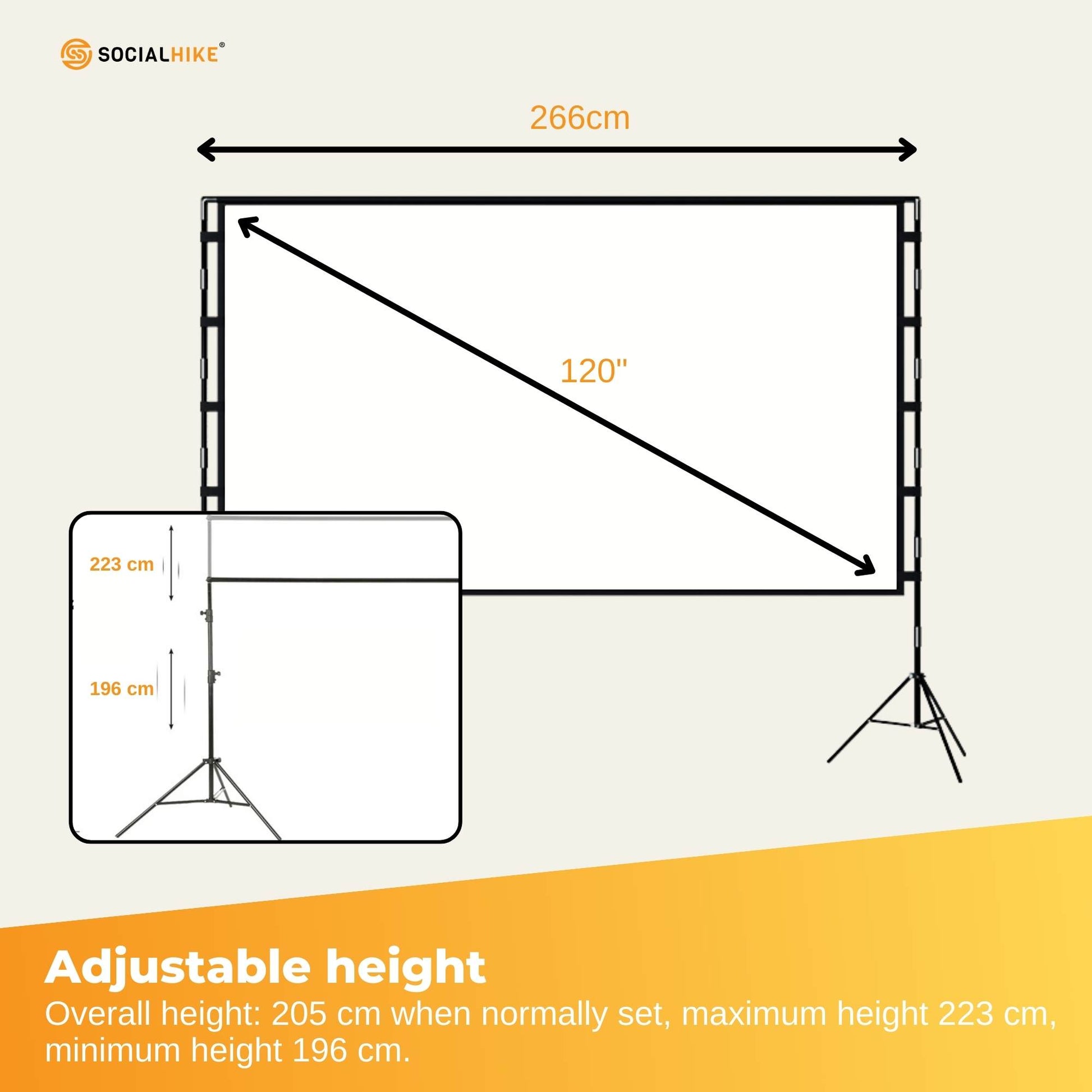 120” Portable Movie Projector Screen - Outdoor Indoor 16:9 4K Tripod Stand Case