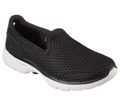 Womens Skechers Go Walk 6 - Big Splash Black/White Walking Shoes