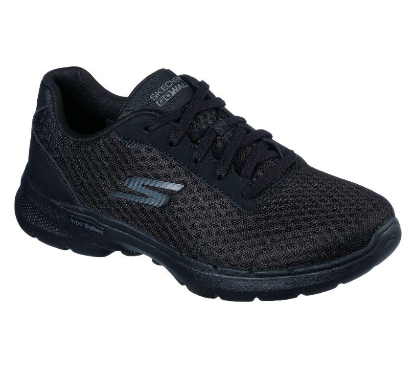 Womens Skechers Go Walk 6 - Iconic Vision Wide Fit Black/Black Walking Shoes