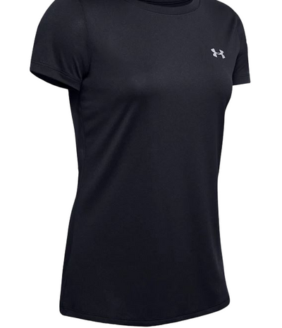 Womens Under Armour Black/ Metallic Silver Tech Crew Top