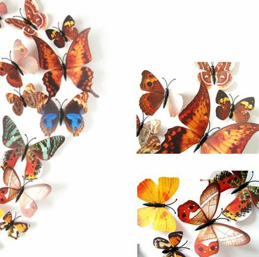 12Pcs X 3D Butterfly Wall Stickers: Removable Decals Kids Nursery Wedding Decor