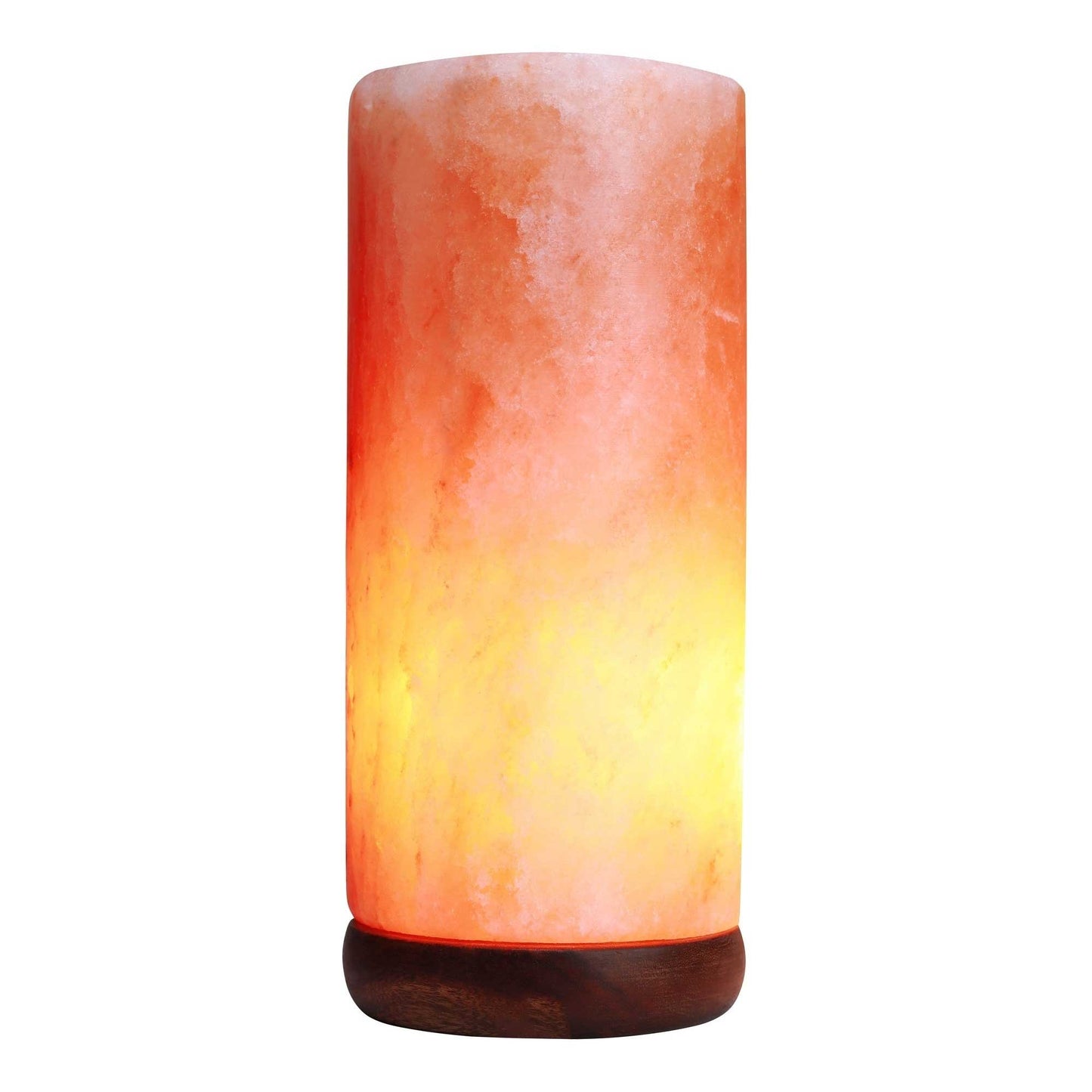 12V 12W Cylinder Himalayan Pink Salt Lamp Carved Rock Crystal Light Bulb On/Off