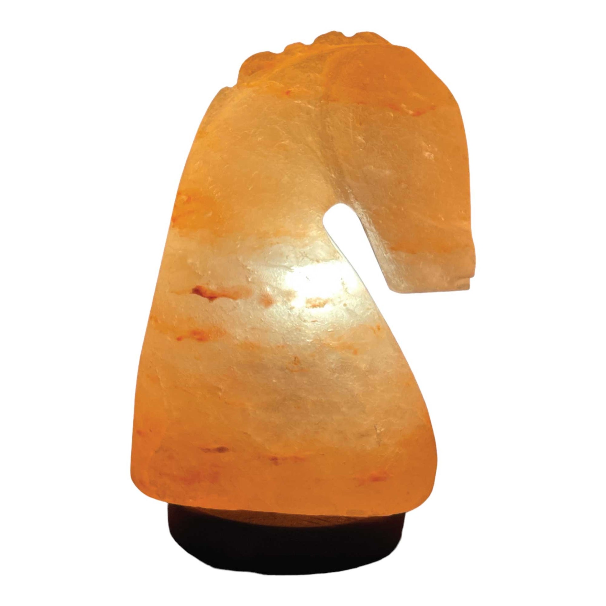12V 12W Horse Himalayan Pink Salt Lamp Carved Knight Rock Crystal Light Bulb On/Off