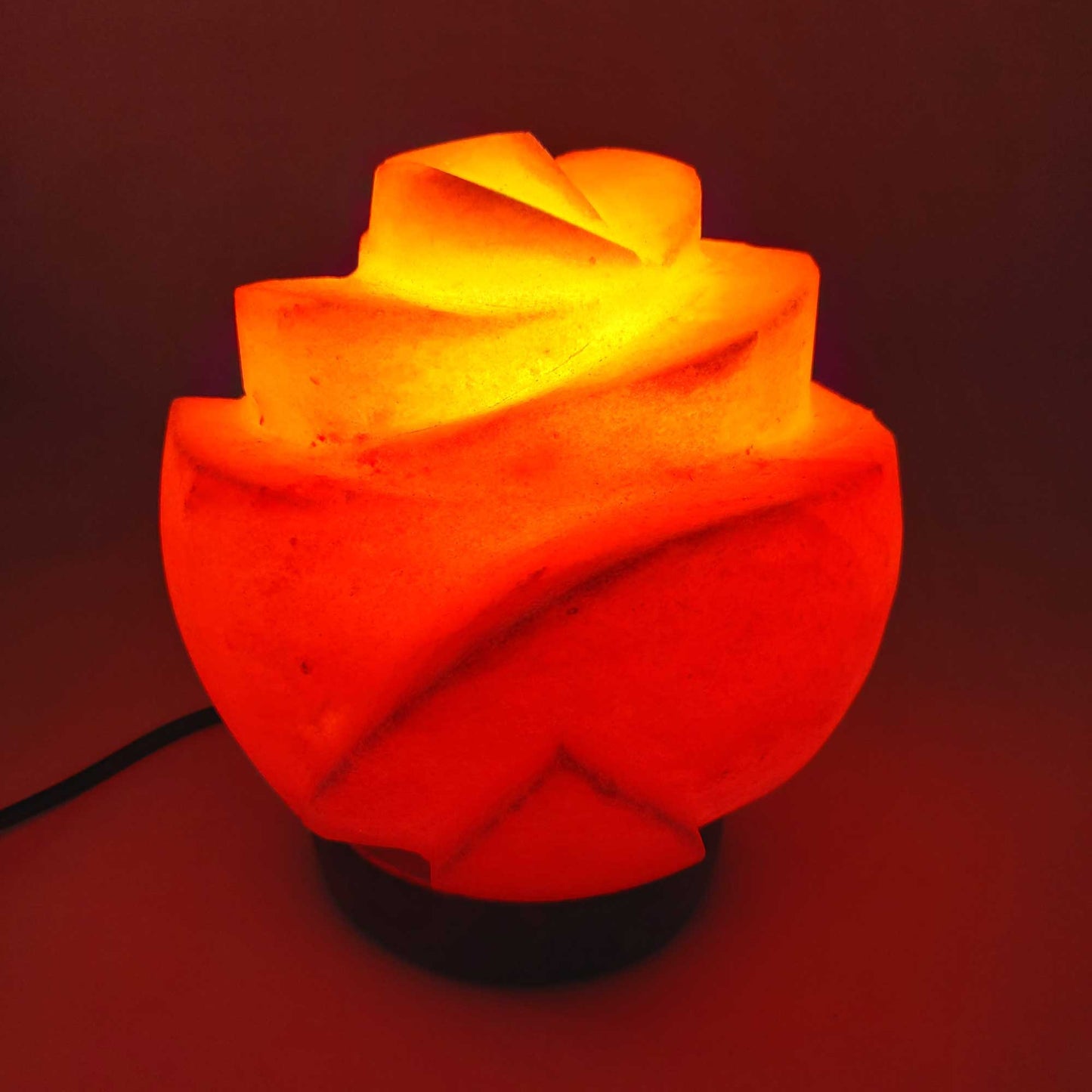 12V 12W Rose Himalayan Pink Salt Lamp Carved Flower Rock Crystal Light Bulb On/Off