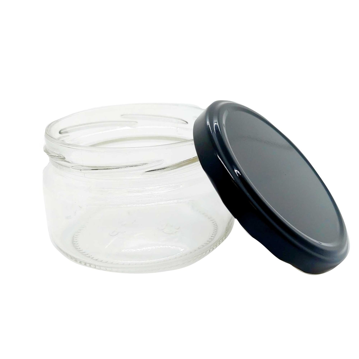 12x 200ml Flint Glass Jars + Twist - Round Food Cosmetic Packaging Containers