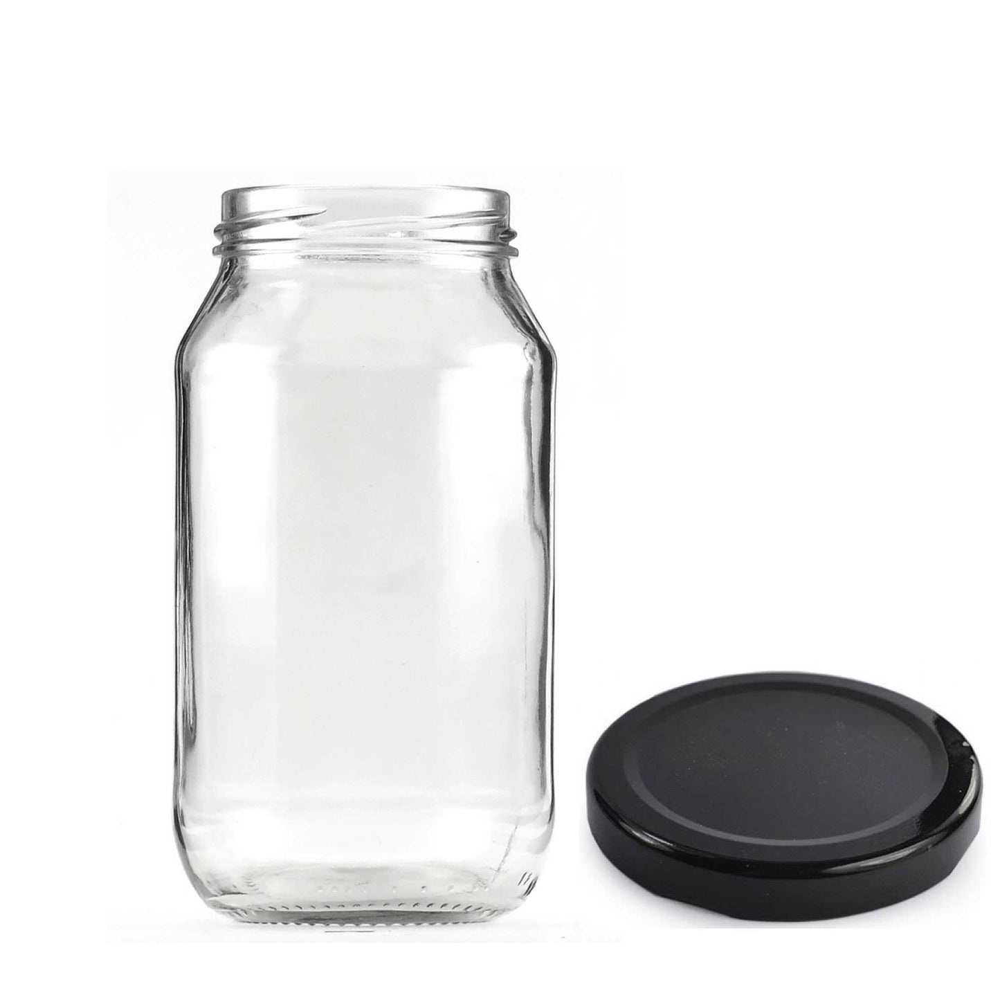 12x 500ml Flint Glass Jars + Twist Lids - Round Food Storage Preserving Jar