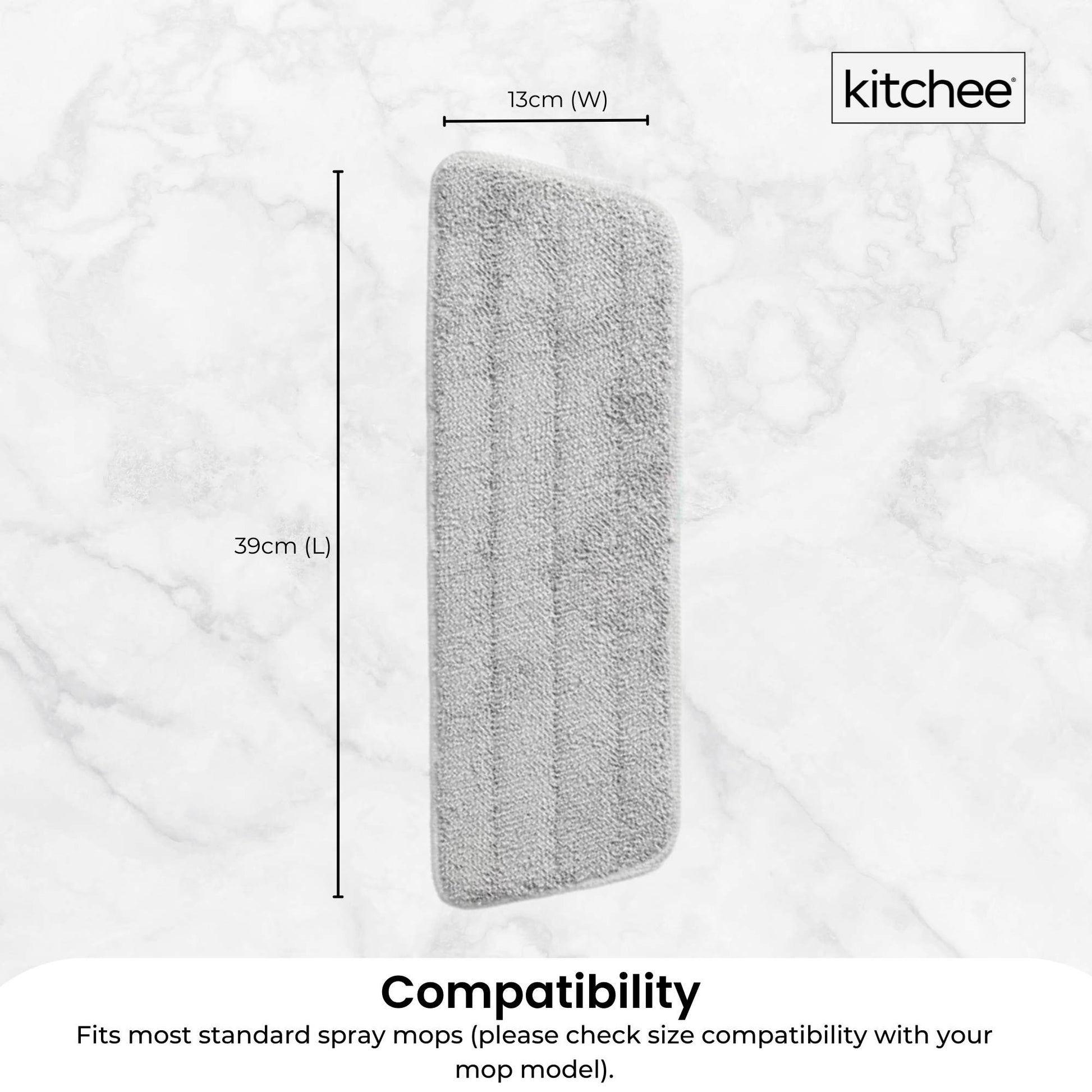 12x Kitchee Replacement Microfibre Mop Pad for Refillable Spray Floor Mop