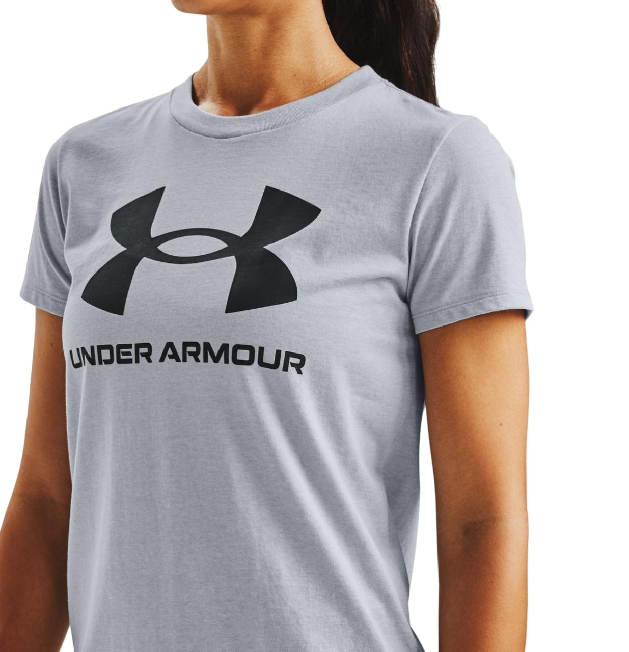 Womens Under Armour Sport Style Logo Short Sleeve Grey Shirt