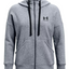 Womens Under Armour Steel Grey/Black Rival Fleece Full Zip Hoodie