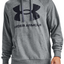 Mens Under Armour Pitch Gray/Black Rival Fleece Big Logo Hoodie