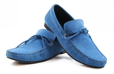 Mens Zasel Bay Blue Leather Casual Boat Deck Loafers Sneakers Shoes