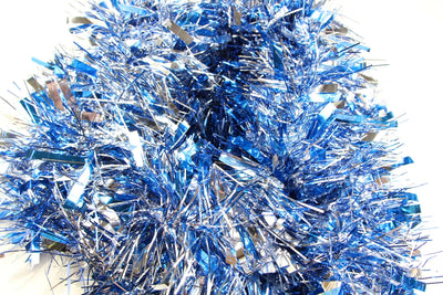 15 X Christmas Tinsel Thick 2-Tone Xmas Garland Tree Decorations - Blue/Silver
