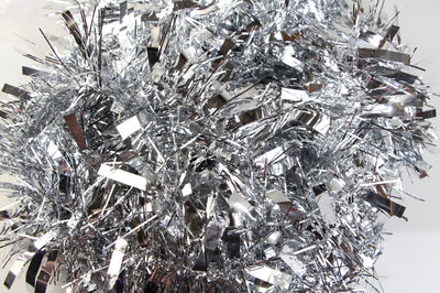 15 X Christmas Tinsel Thick 2-Tone Xmas Garland Tree Decorations - Silver/Silver