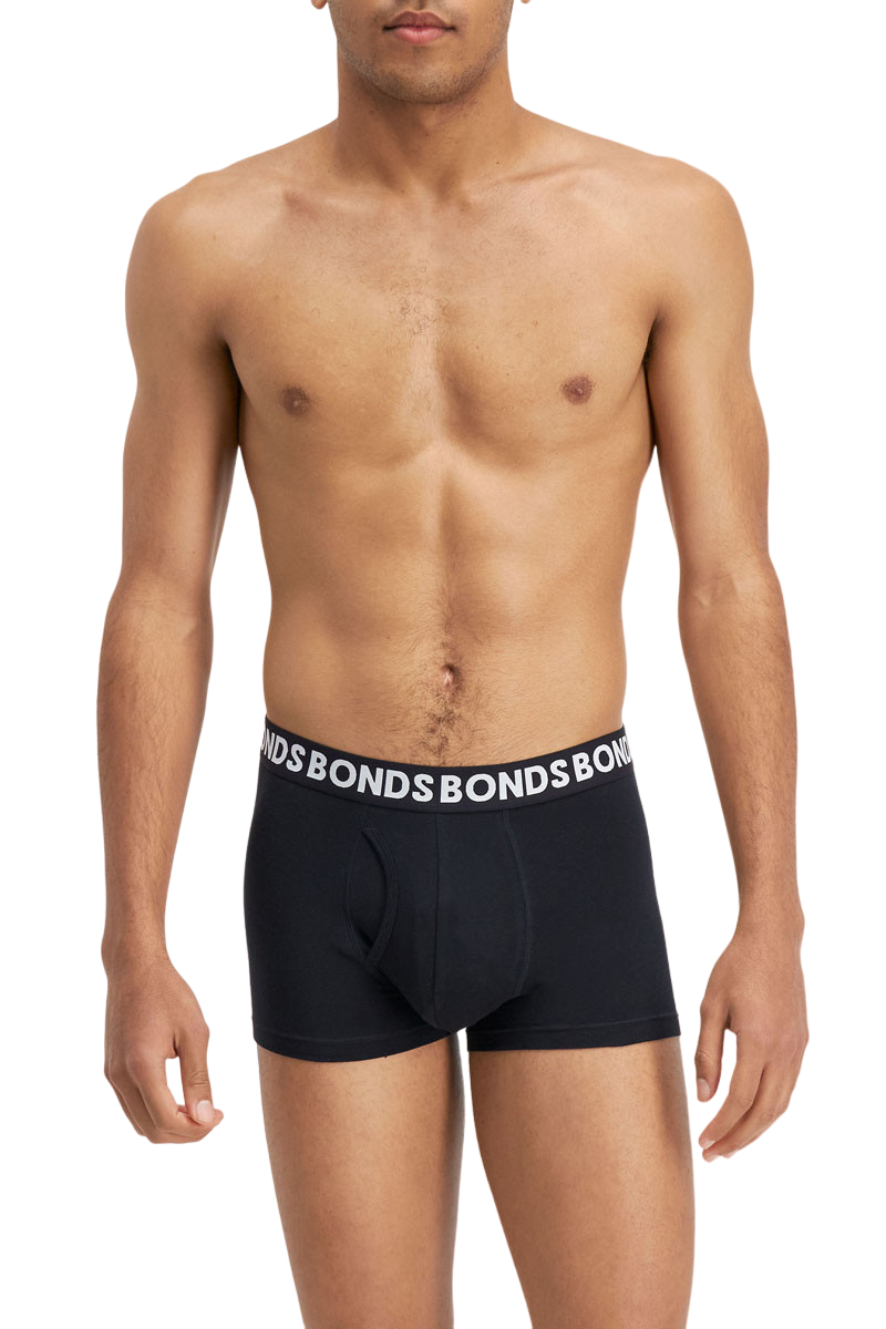 15 X Mens Bonds Everyday Trunks Underwear Black Stripe / Charcoal / Black