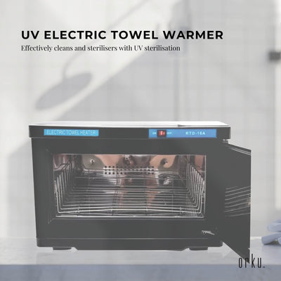 16L Black UV Electric Towel Warmer Steriliser Cabinet Beauty Spa Heat Sanitiser