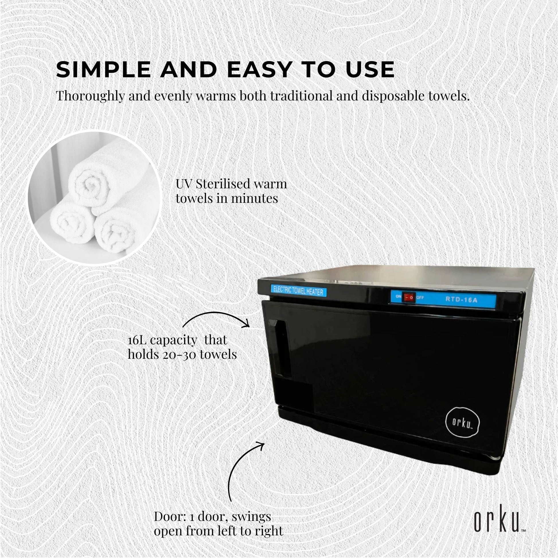 16L Black UV Electric Towel Warmer Steriliser Cabinet Beauty Spa Heat Sanitiser