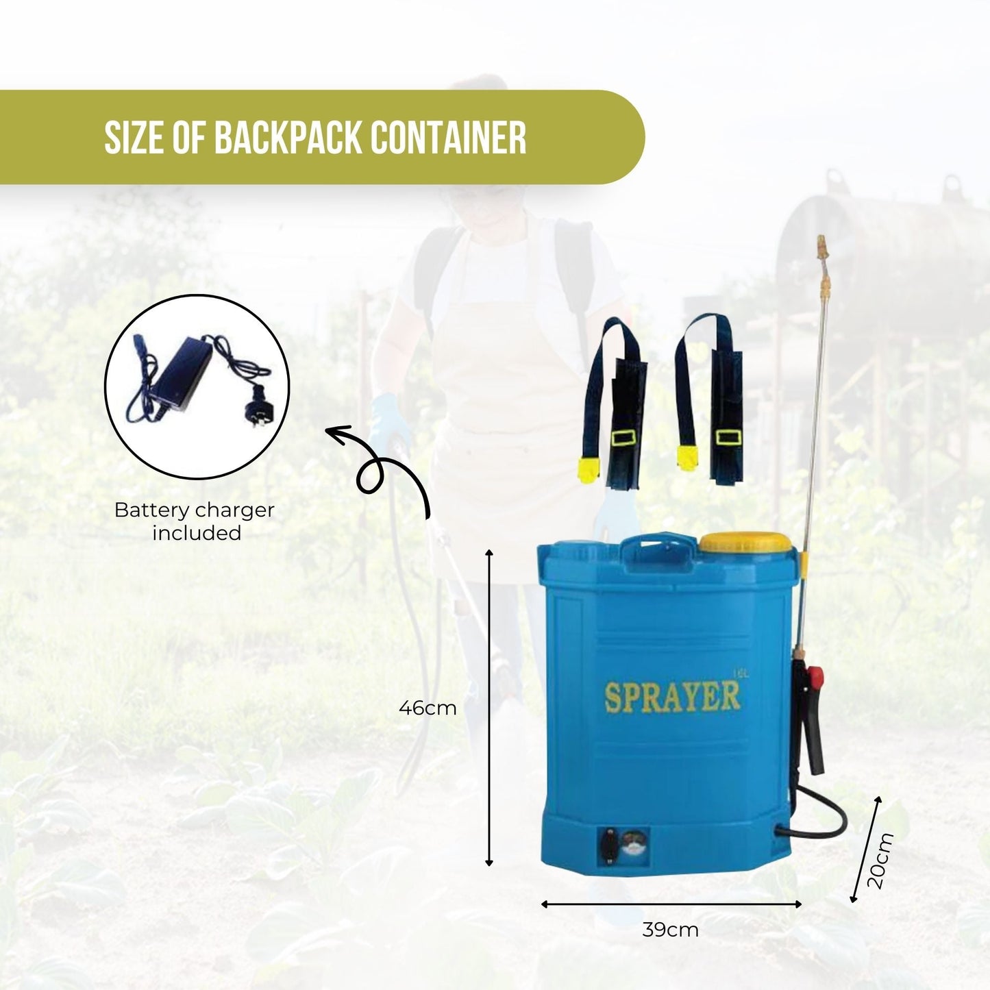 16L Rechargeable Backpack Pressure Sprayer - Portable Electric Garden Weed Pump
