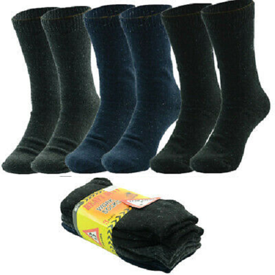 18 Pairs X Mens Heavy Duty Thermal Cotton Work Crew Socks