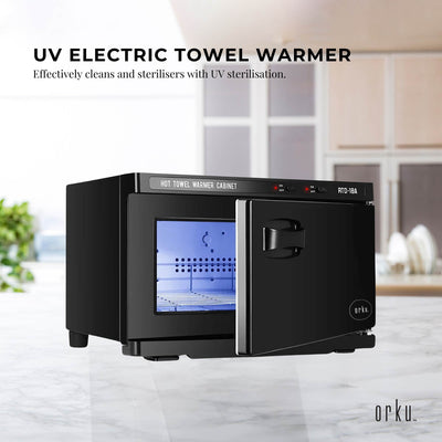 18L Black UV Electric Towel Warmer Steriliser Cabinet Beauty Spa Heat Sanitiser